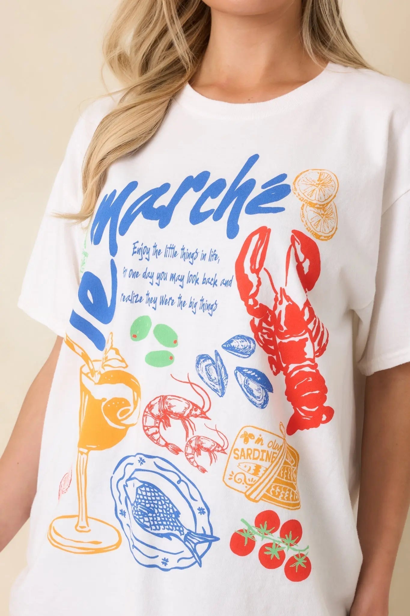 Women's That Island Breeze White Cotton Coastal Market Graphic Tee | 100% Cotton 2