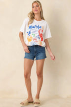 Women's That Island Breeze White Cotton Coastal Market Graphic Tee | 100% Cotton 3