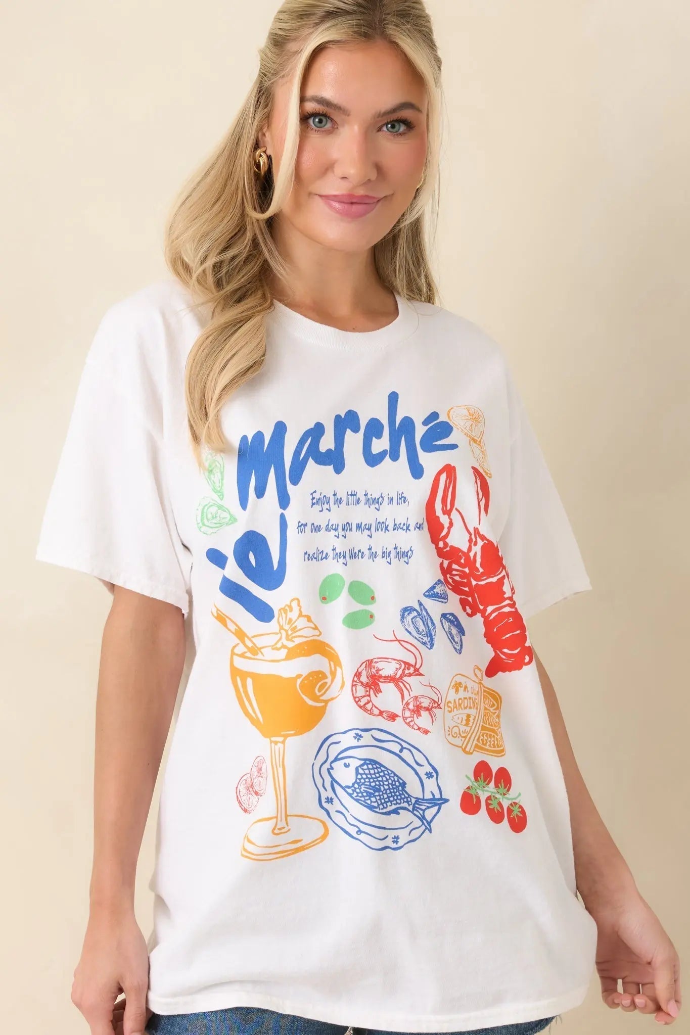 Women's That Island Breeze White Cotton Coastal Market Graphic Tee | 100% Cotton 4