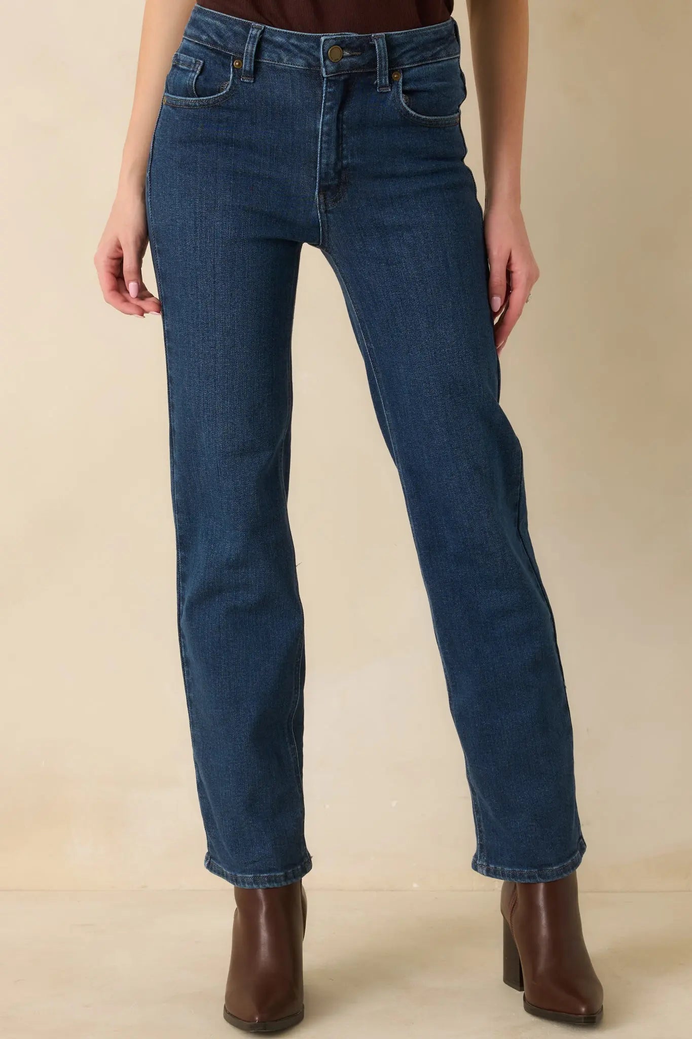 Women's The Daily Edit Dark Wash Straight Leg Jeans | 92% Cotton 2