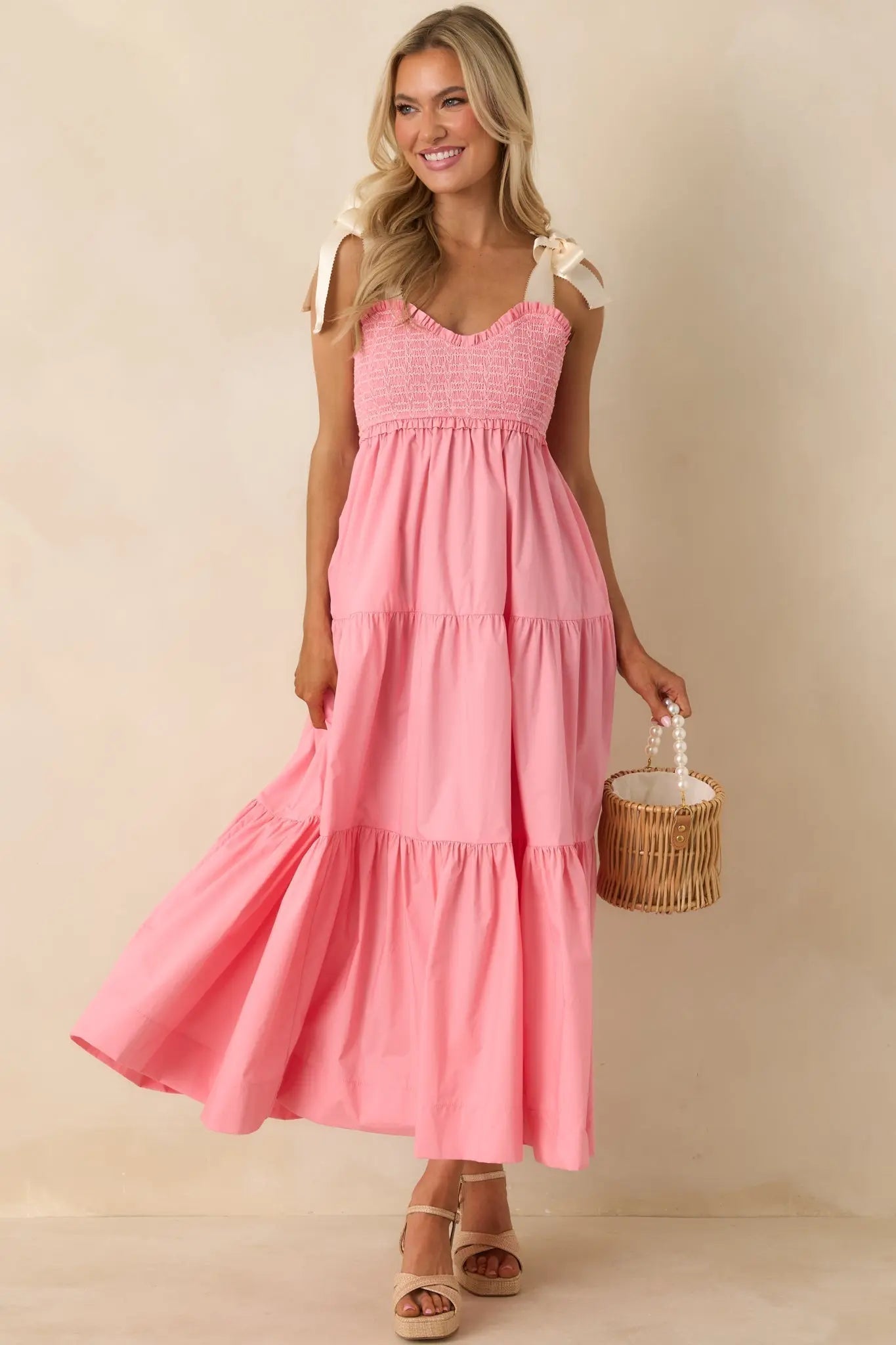 Women's The Felicity Pink Coral Cotton Midi Dress | 100% Cotton 0