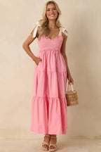 Women's The Felicity Pink Coral Cotton Midi Dress | 100% Cotton 4
