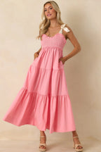 Women's The Felicity Pink Coral Cotton Midi Dress | 100% Cotton 5