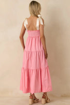 Women's The Felicity Pink Coral Cotton Midi Dress | 100% Cotton 6