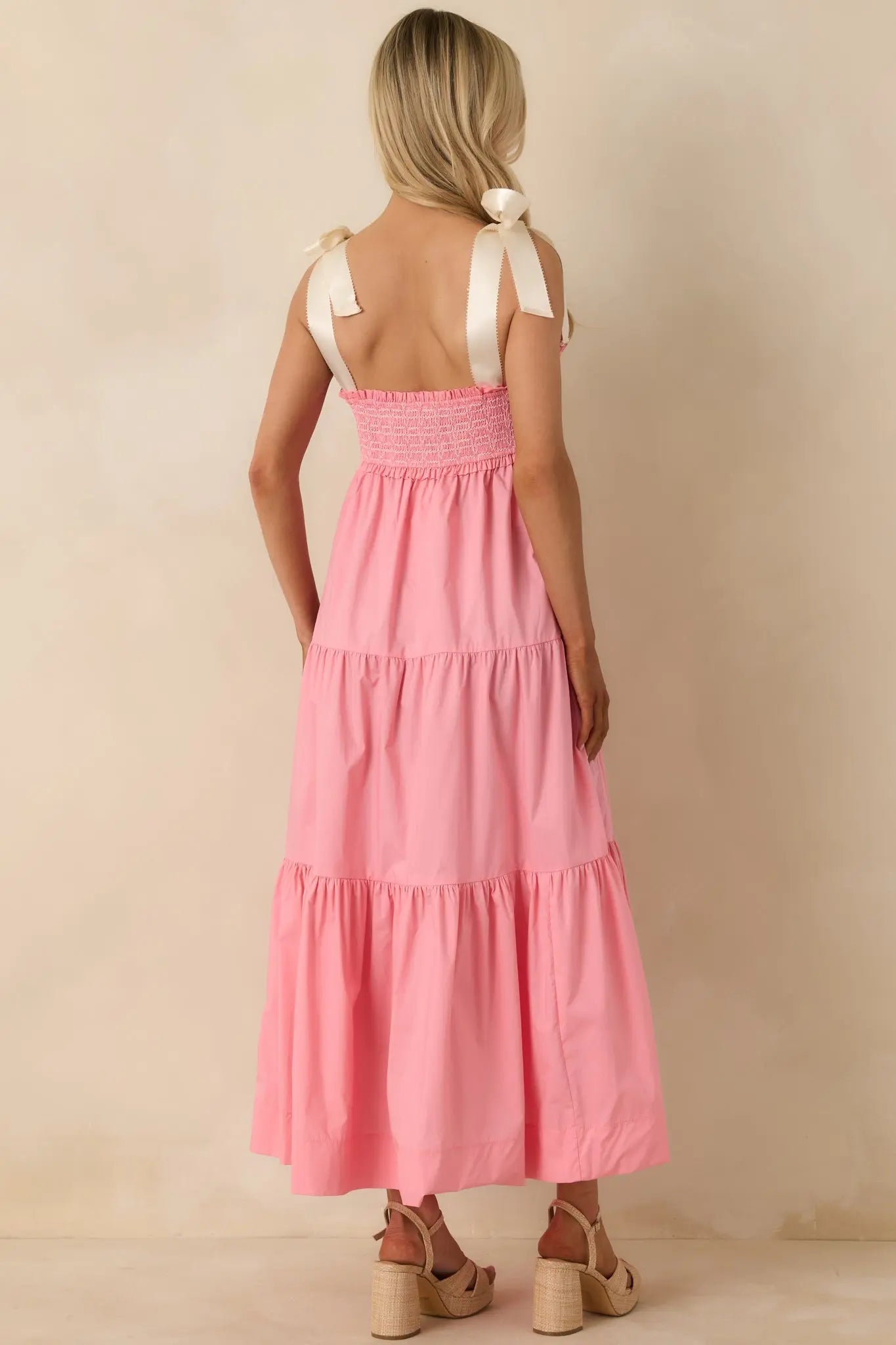 Women's The Felicity Pink Coral Cotton Midi Dress | 100% Cotton 6
