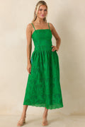 Women's This Is It Green Cotton Eyelet Sleeveless Midi Dress | 100% Cotton 0
