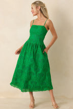 Women's This Is It Green Cotton Eyelet Sleeveless Midi Dress | 100% Cotton 6