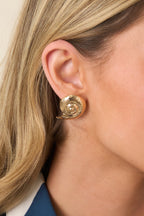 Women's Tidal Twist Gold Shell Stud Earrings | These Earrings Measure 1" in Length 0