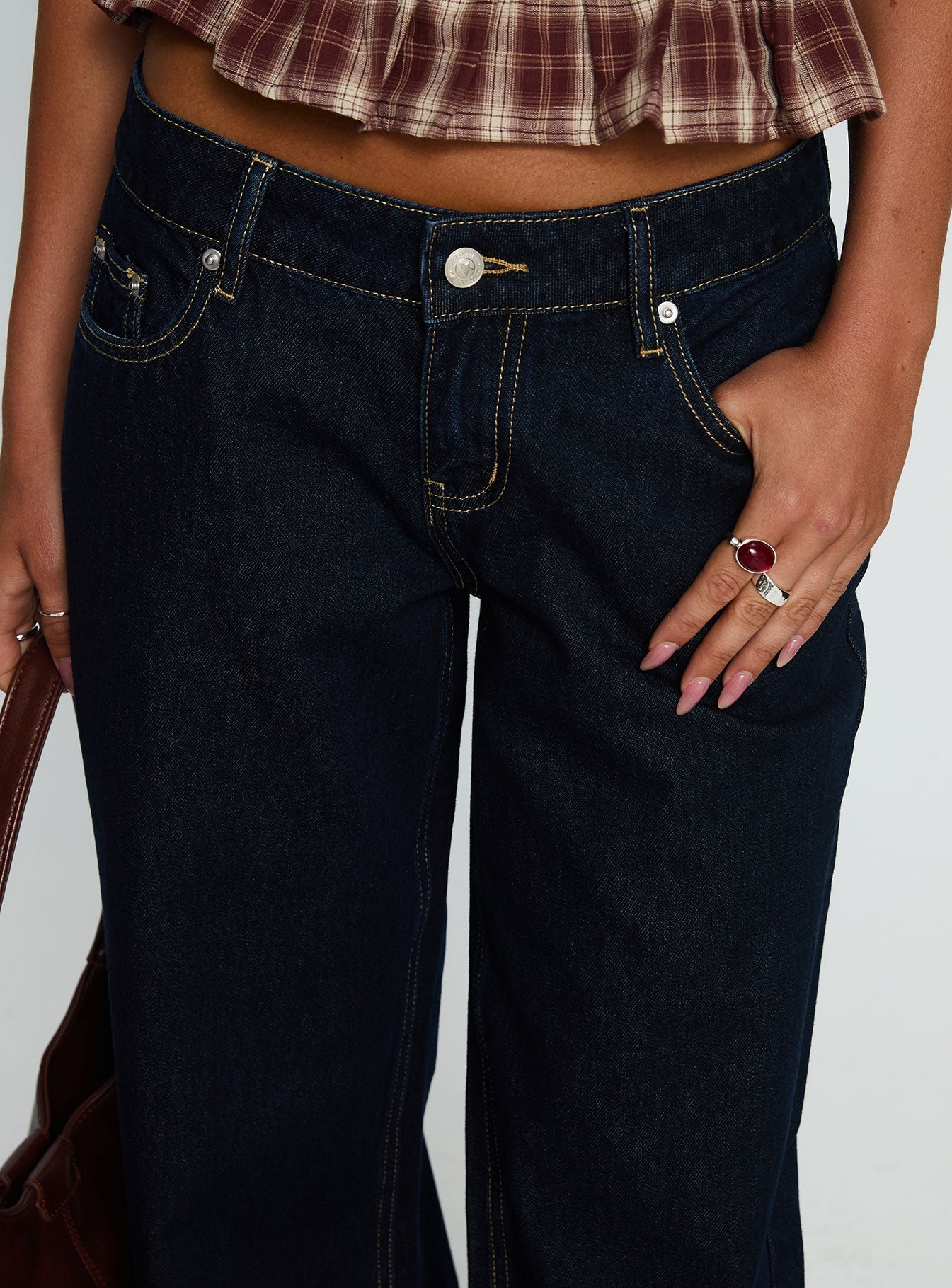 Women's Tidal Wave Low Rise Straight Leg Jeans Raw Denim | Denim jeans with straight leg cut & low-rise fit 5