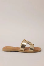 Women's Time After Time Gold Sandals | All Man Made Materials 2