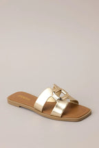 Women's Time After Time Gold Sandals | All Man Made Materials 3
