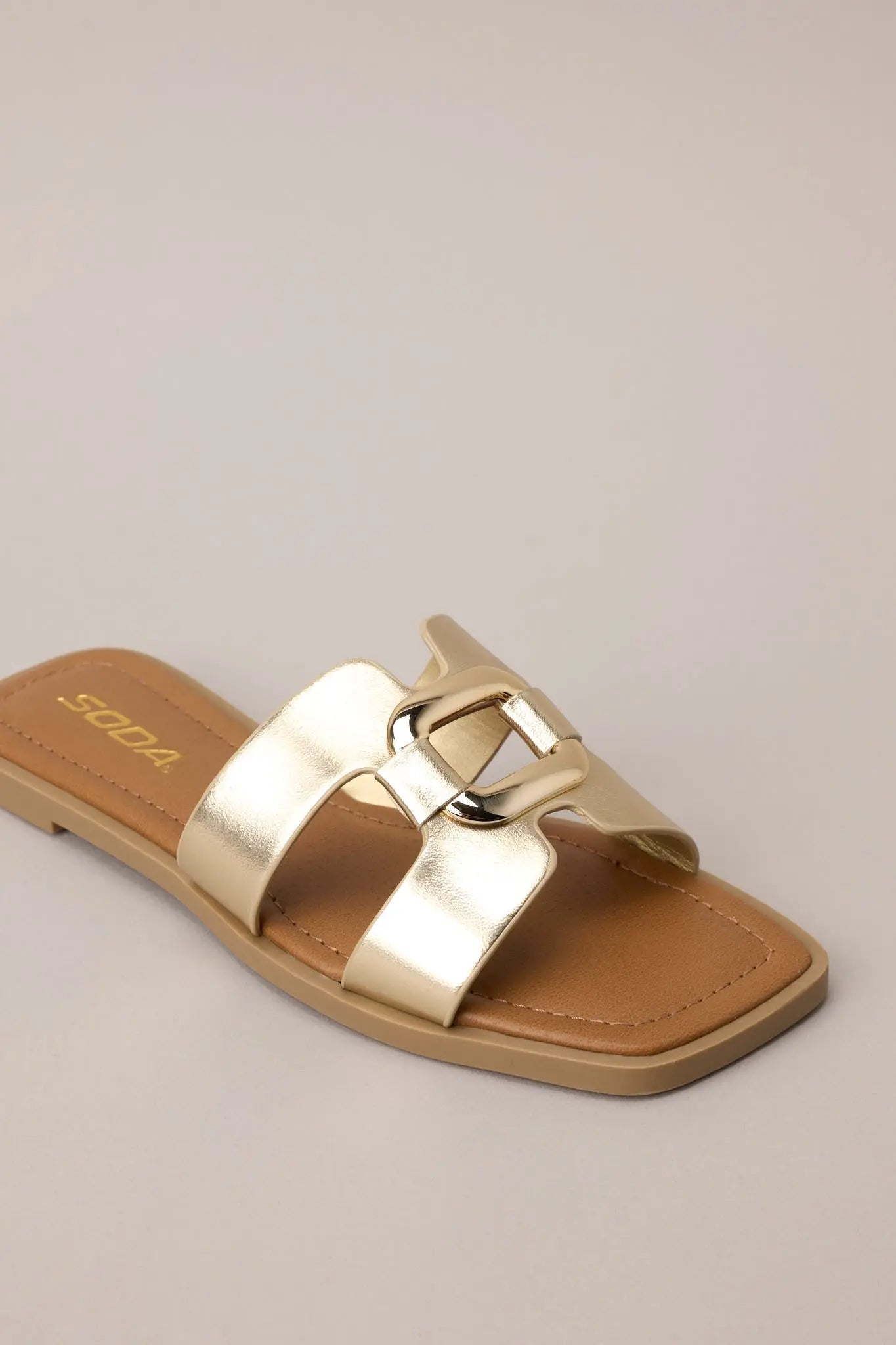 Women's Time After Time Gold Sandals | All Man Made Materials 5