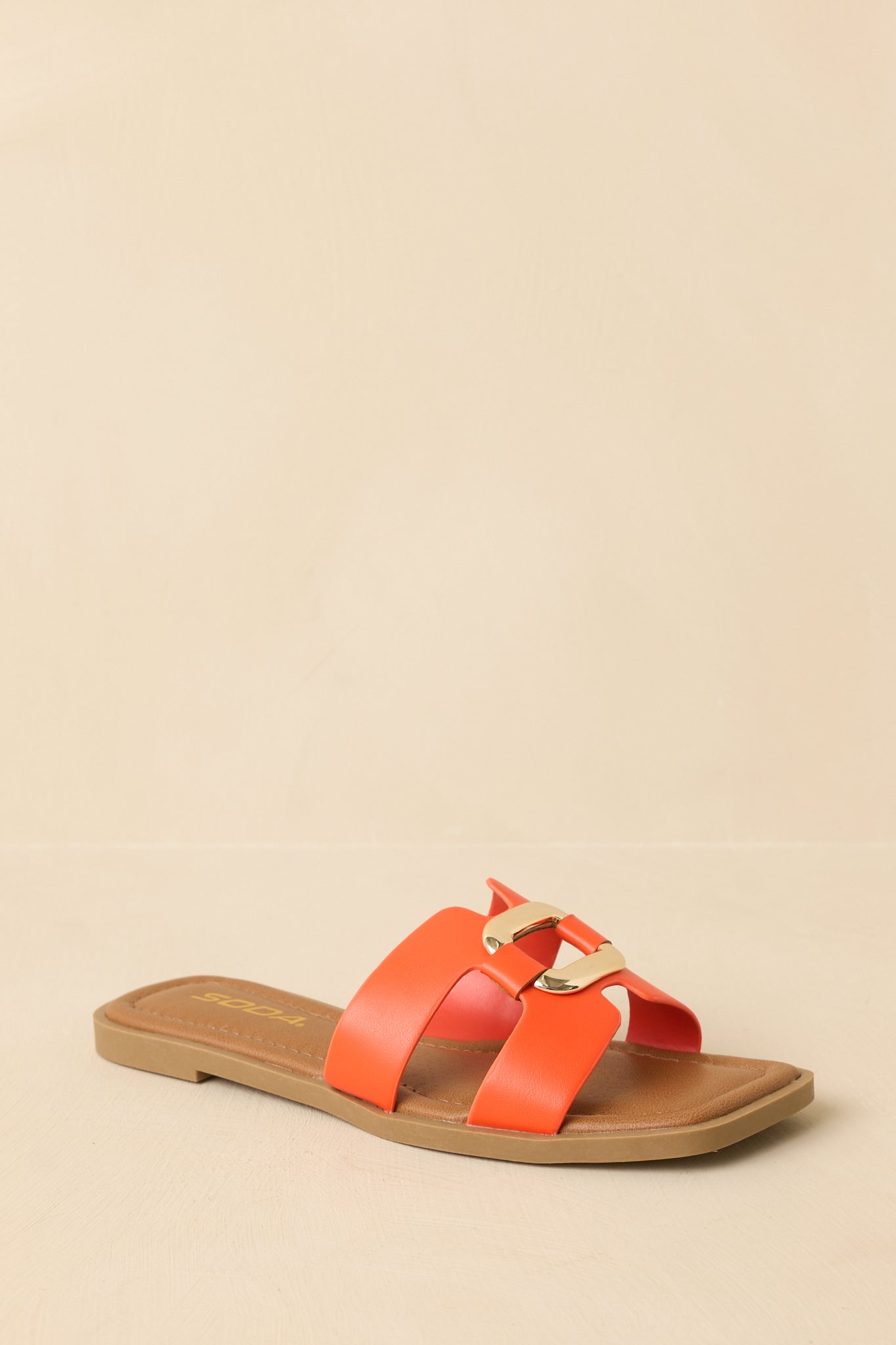Women's Time After Time Orange Faux Leather Sandals | All Man Made Materials 4