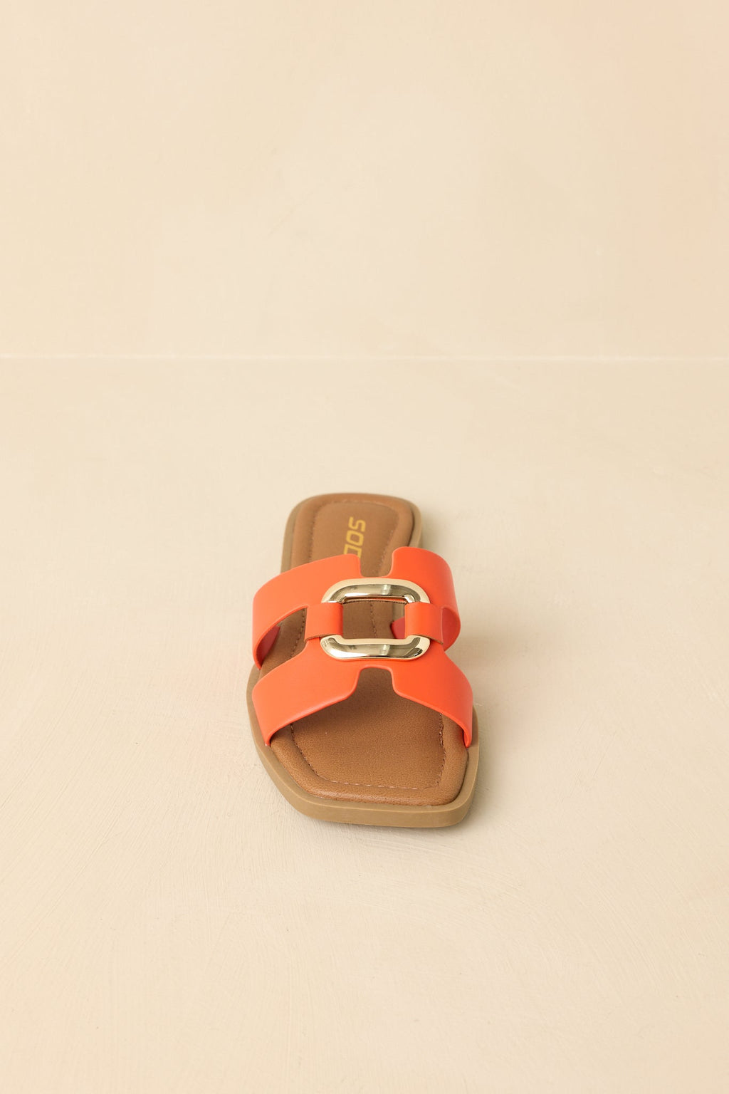 Women's Time After Time Orange Faux Leather Sandals | All Man Made Materials 5