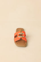 Women's Time After Time Orange Faux Leather Sandals | All Man Made Materials 5