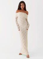 Timeless Elegance | Long Sleeve Maxi Dress with Off-the-Shoulder Neckline | Romantic Lace Design for Special Occasions - Women's 3