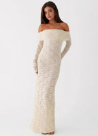 Timeless Elegance | Long Sleeve Maxi Dress with Off-the-Shoulder Neckline | Romantic Lace Design for Special Occasions - Women's 4