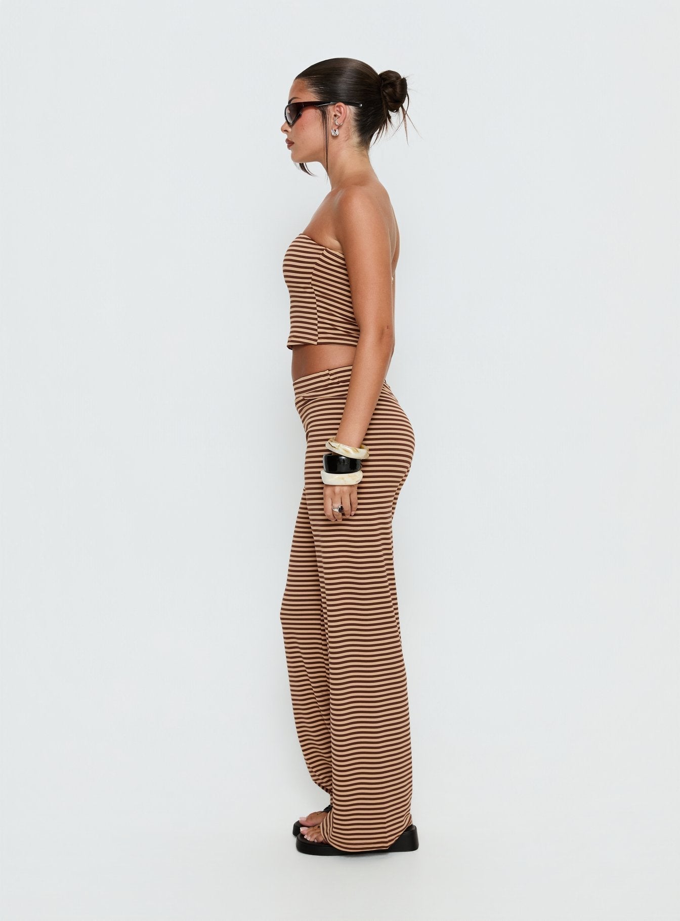 Women's Timora Pants Brown Stripe | Straight-leg pants in mid-rise fit 3