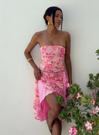 Women's Tipsy Midi Skirt Pink Paisley | Belted paisley midi skirt 1