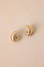 Women's To The Sea And Back Gold Spiral Seashell Earrings | These Earrings Measure: 1.5" in Length 2