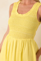 Women's Today’s the Day Yellow Textured Cotton Tiered Midi Dress | 100% Cotton Contrast: 100% Cotton 1