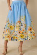 Women's Tomorrow Will Come Blue Multi Cotton Floral Maxi Skirt | 100% Cotton 0