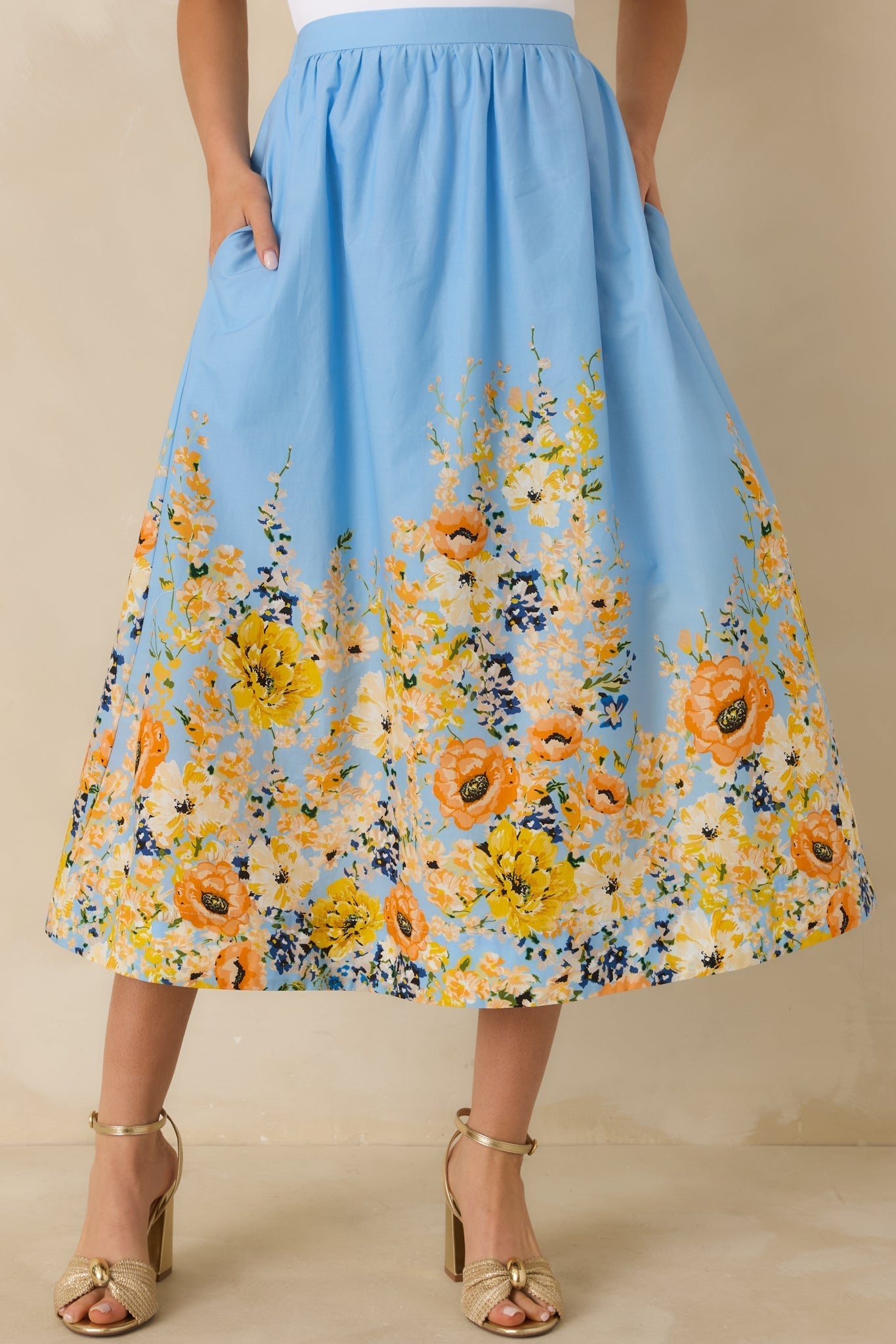 Women's Tomorrow Will Come Blue Multi Cotton Floral Maxi Skirt | 100% Cotton 0