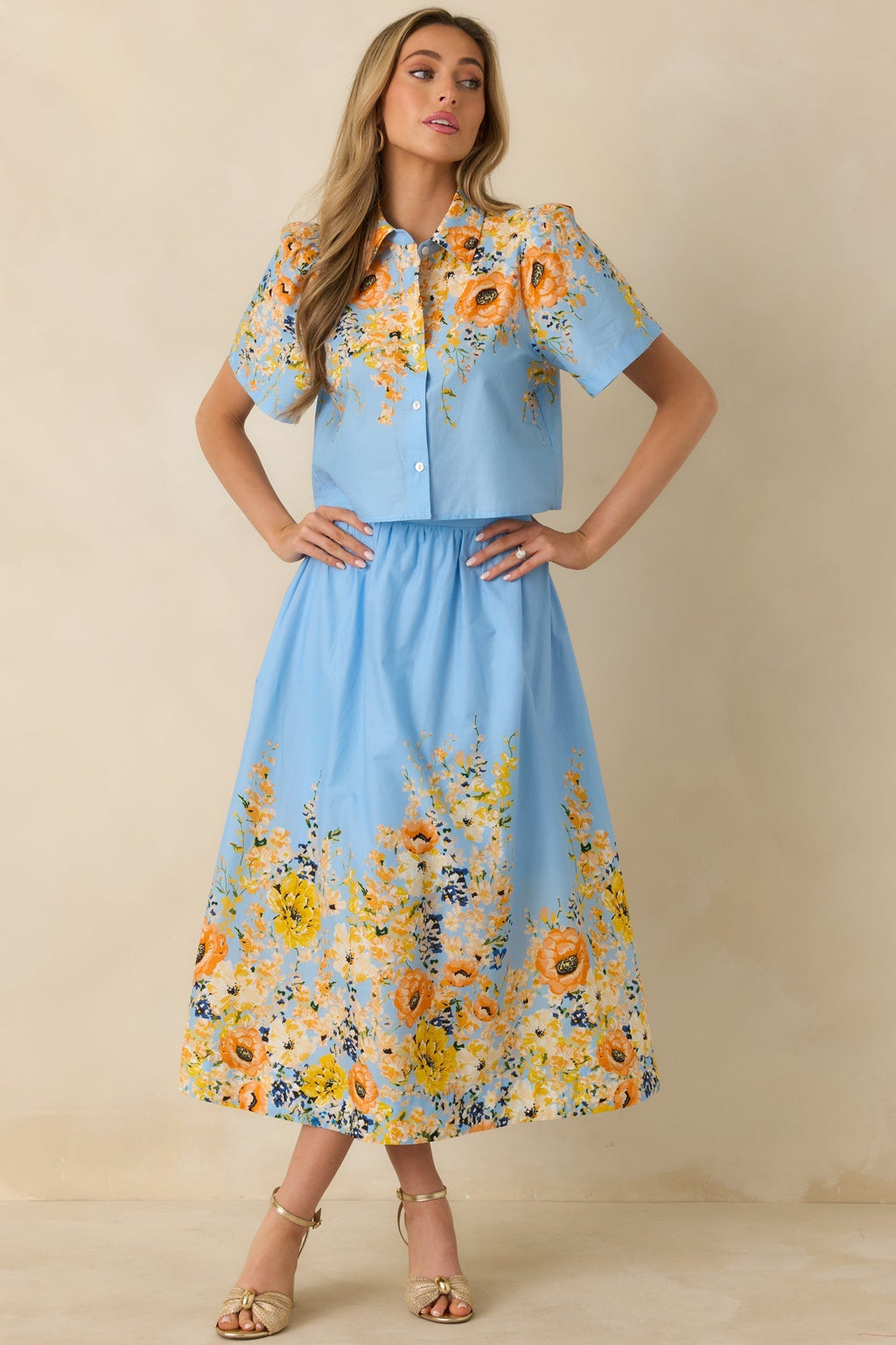 Women's Tomorrow Will Come Blue Multi Cotton Floral Maxi Skirt | 100% Cotton 1