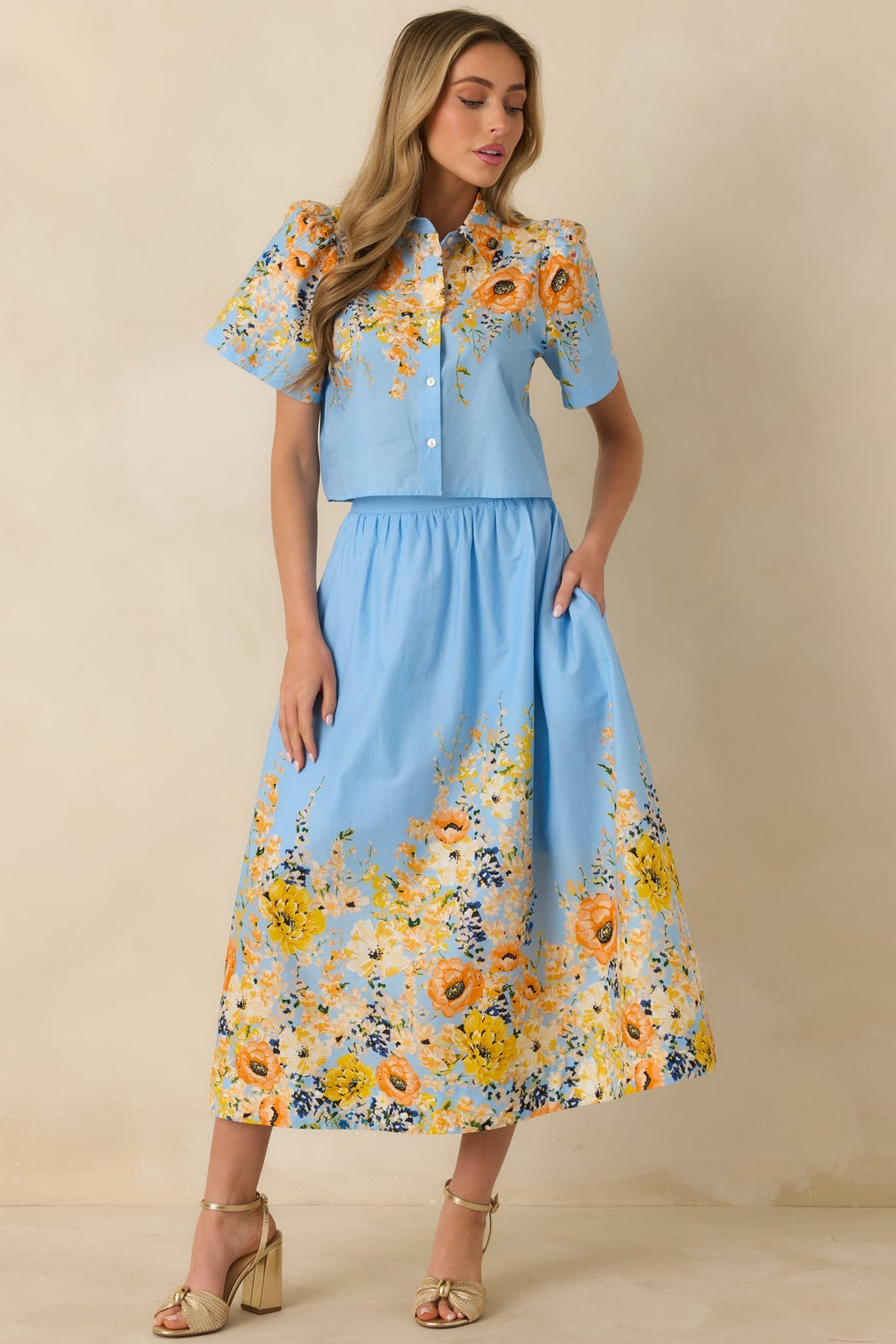 Women's Tomorrow Will Come Blue Multi Cotton Floral Maxi Skirt | 100% Cotton 2