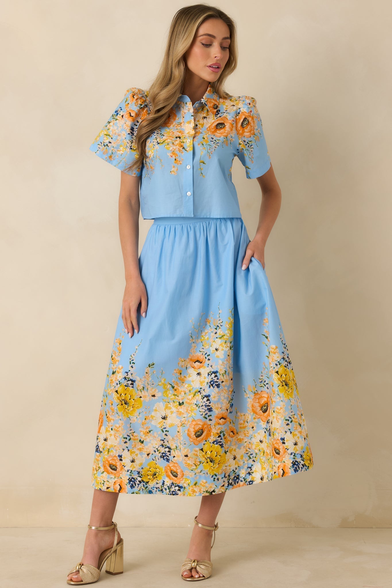 Women's Tomorrow Will Come Blue Multi Cotton Floral Maxi Skirt | 100% Cotton 2