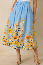 Women's Tomorrow Will Come Blue Multi Cotton Floral Maxi Skirt | 100% Cotton 3