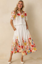 Women's Tomorrow Will Come White Multi Cotton Floral Maxi Skirt | 100% Cotton 1