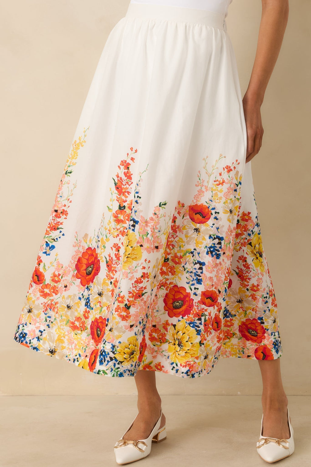 Women's Tomorrow Will Come White Multi Cotton Floral Maxi Skirt | 100% Cotton 2