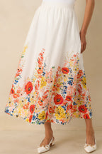 Women's Tomorrow Will Come White Multi Cotton Floral Maxi Skirt | 100% Cotton 2