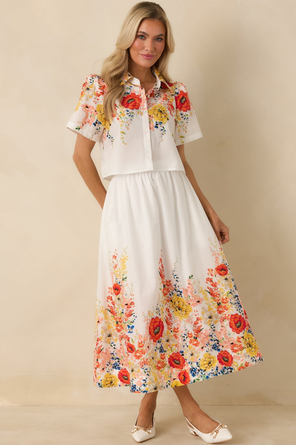 Women's Tomorrow Will Come White Multi Cotton Floral Maxi Skirt | 100% Cotton 3