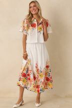 Women's Tomorrow Will Come White Multi Cotton Floral Maxi Skirt | 100% Cotton 4