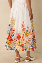 Women's Tomorrow Will Come White Multi Cotton Floral Maxi Skirt | 100% Cotton 5