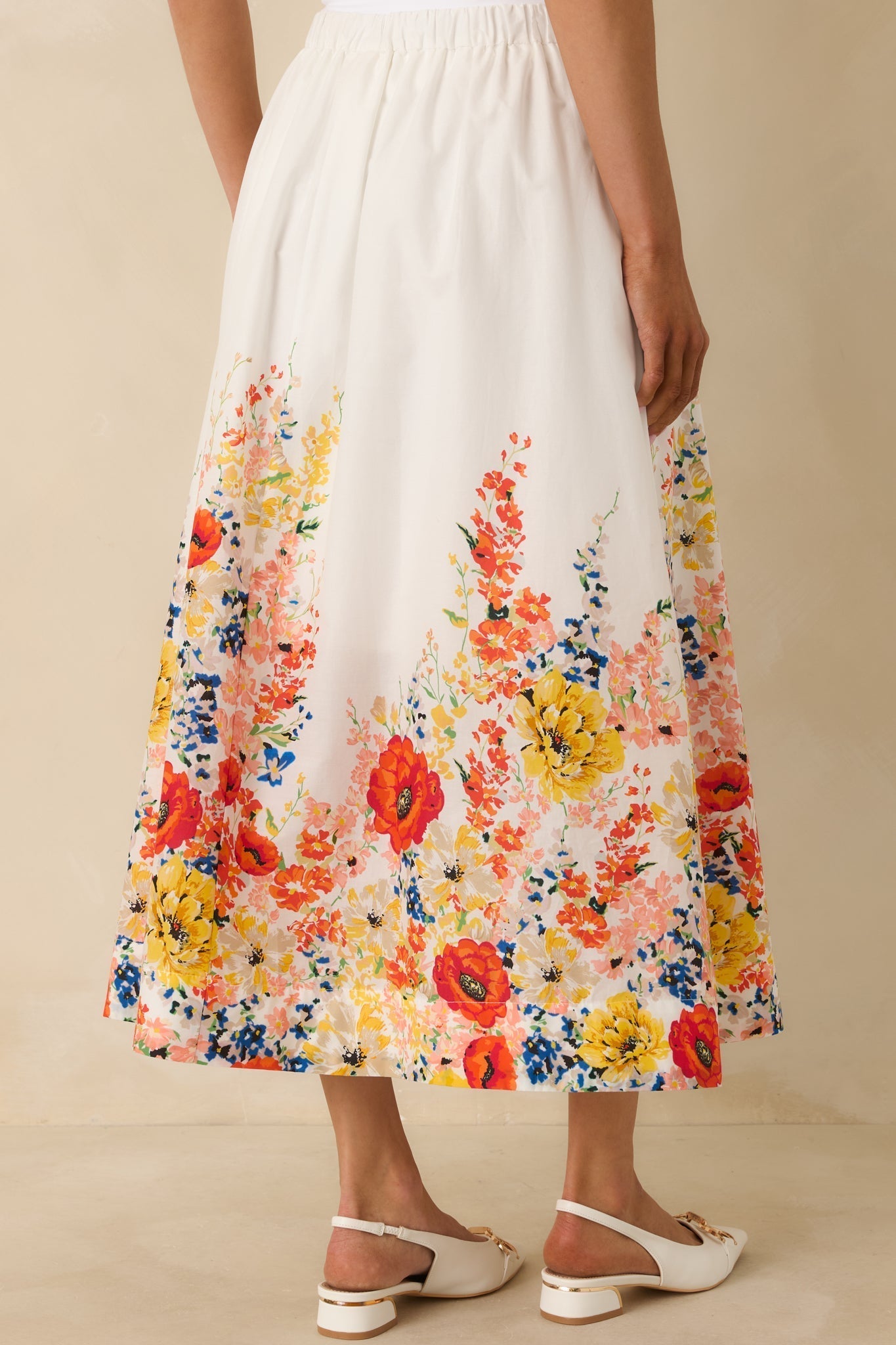 Women's Tomorrow Will Come White Multi Cotton Floral Maxi Skirt | 100% Cotton 5