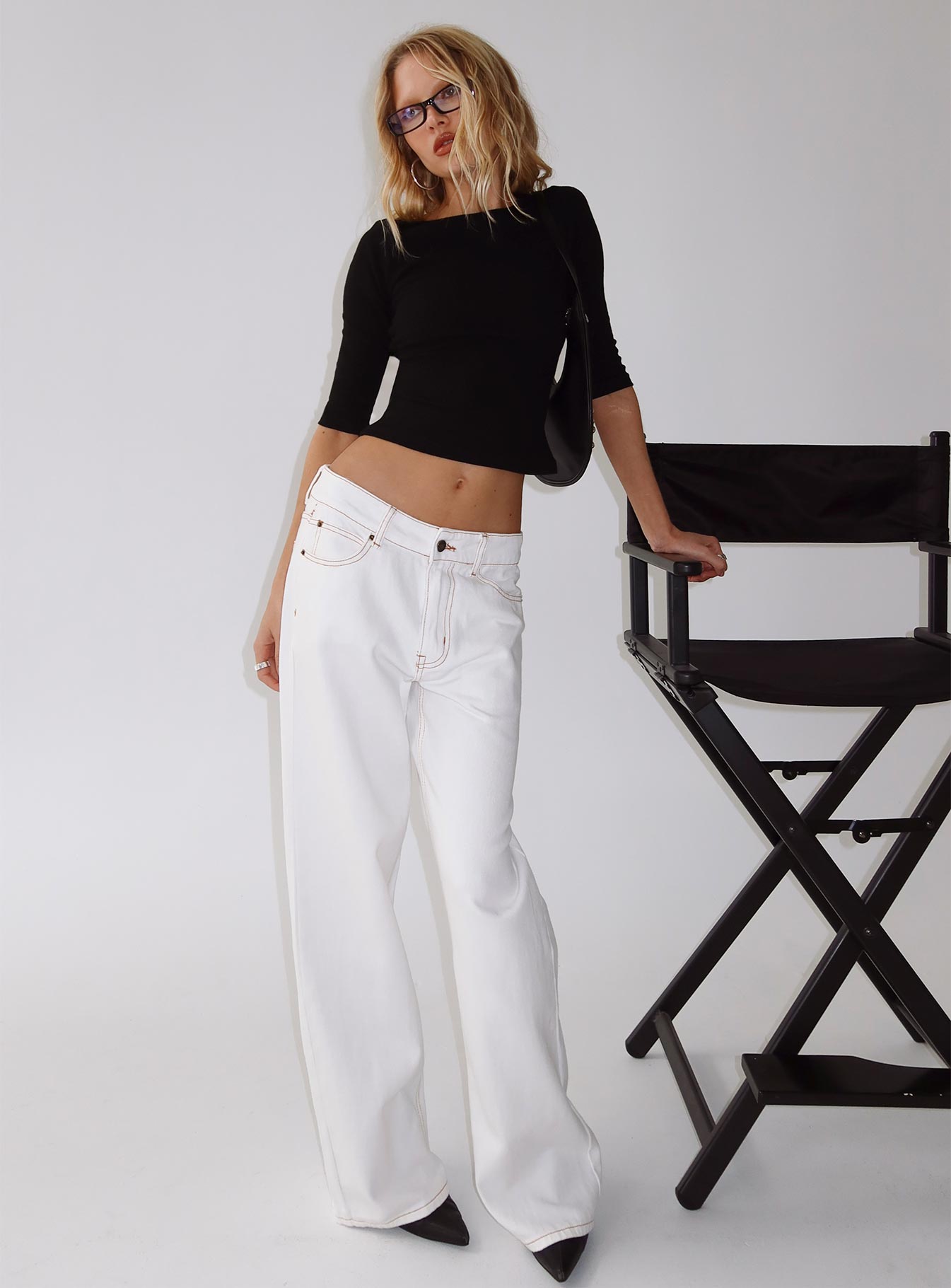 Women's Top Model Low Rise Straight Leg Jeans Porcelain | Low-rise baggy straight leg denim jeans 0