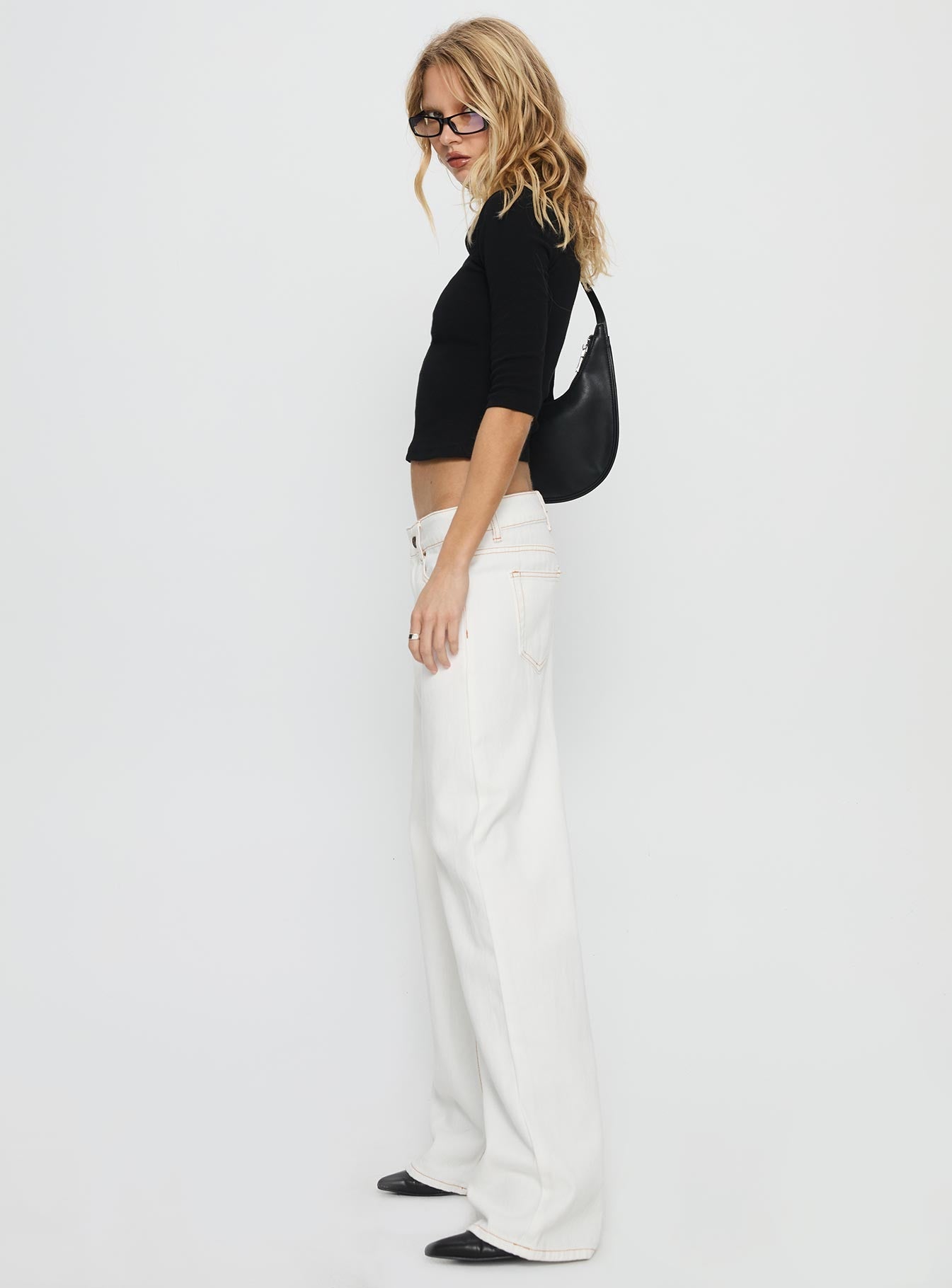 Women's Top Model Low Rise Straight Leg Jeans Porcelain | Low-rise baggy straight leg denim jeans 3