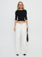 Women's Top Model Low Rise Straight Leg Jeans Porcelain | Low-rise baggy straight leg denim jeans 6