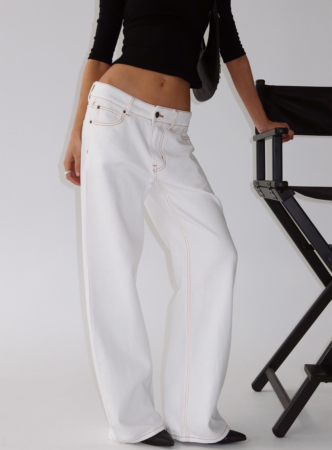 Women's Top Model Low Rise Straight Leg Jeans Porcelain | Low-rise baggy straight leg denim jeans 7