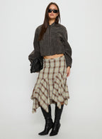 Women's Toshie Asymmetrical Midi Skirt Multi Check | Midi skirt in a check print with an asymmetrical h 1