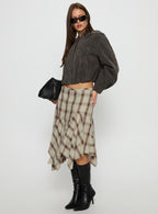Women's Toshie Asymmetrical Midi Skirt Multi Check | Midi skirt in a check print with an asymmetrical h 3