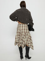 Women's Toshie Asymmetrical Midi Skirt Multi Check | Midi skirt in a check print with an asymmetrical h 4