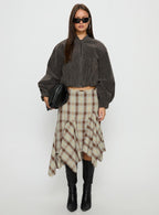 Women's Toshie Asymmetrical Midi Skirt Multi Check | Midi skirt in a check print with an asymmetrical h 6