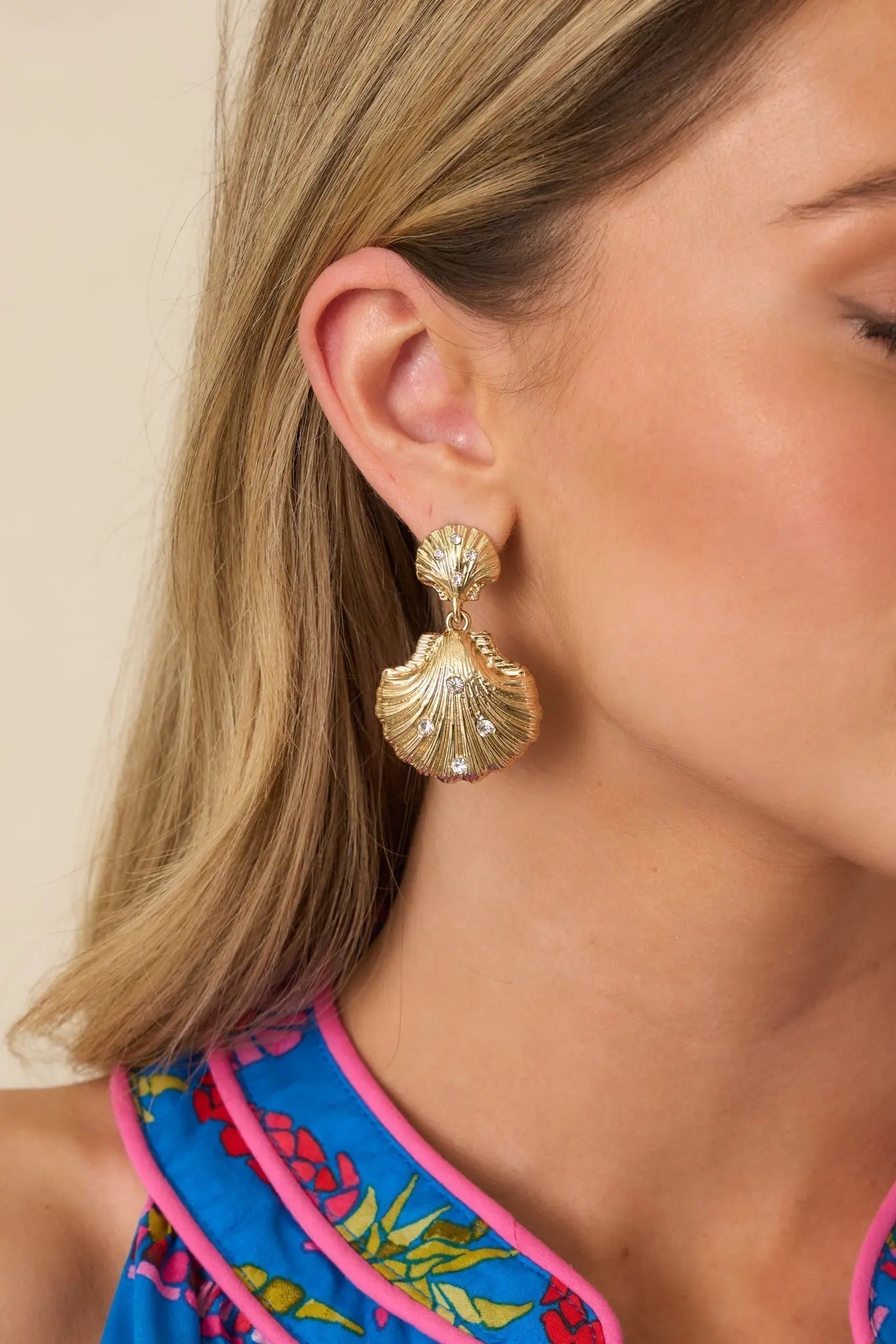 Women's Treasures From The Tide Gold Seashell Drop Earrings | These Earrings Measure 2" in Length 1