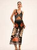Tropical Breeze | Maxi Skirt for Women with Bird Print in Lightweight Mesh | Elegant Beach Cover-Up for Stylish Comfort 0