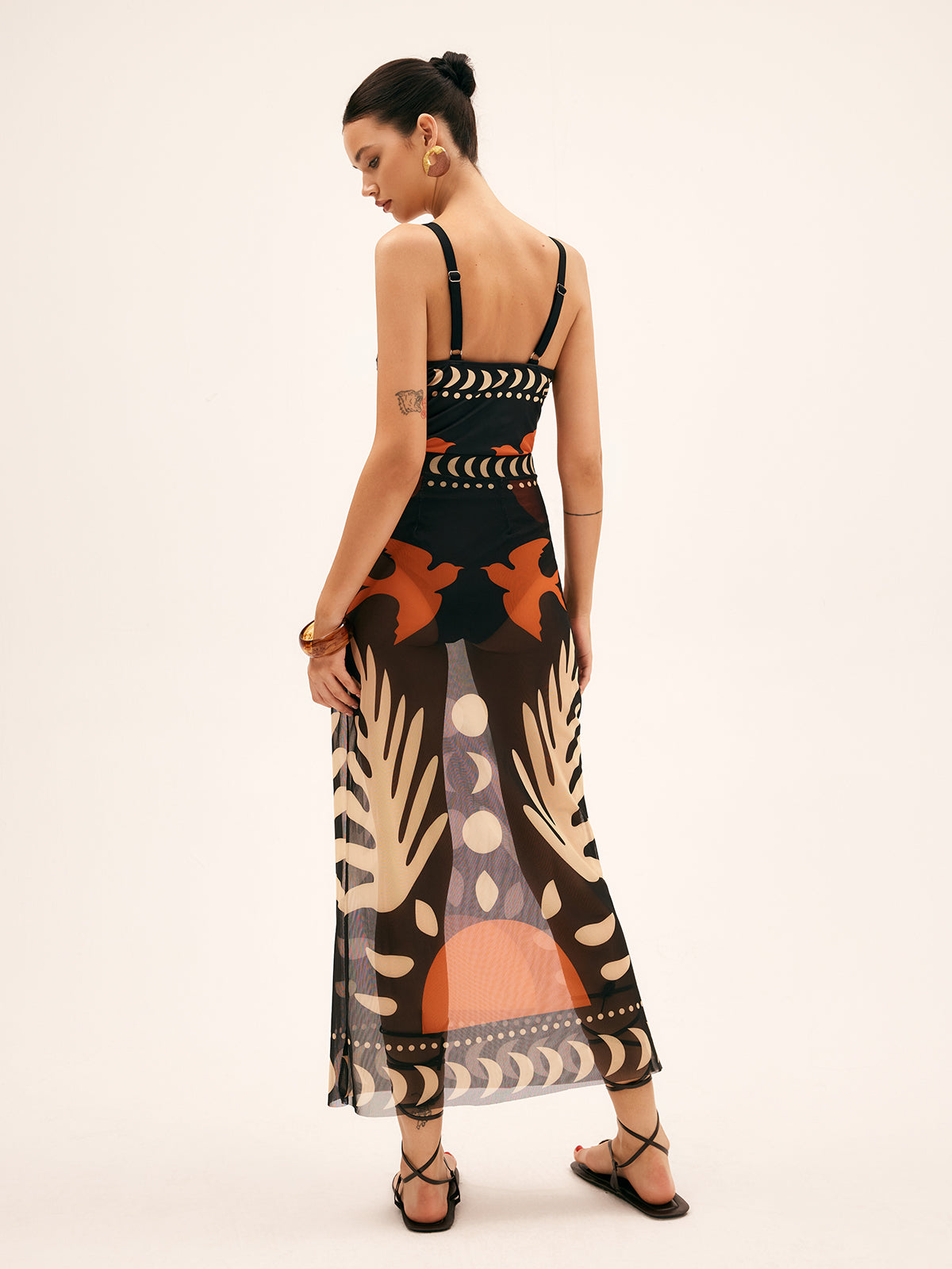 Tropical Breeze | Maxi Skirt for Women with Bird Print in Lightweight Mesh | Elegant Beach Cover-Up for Stylish Comfort 3