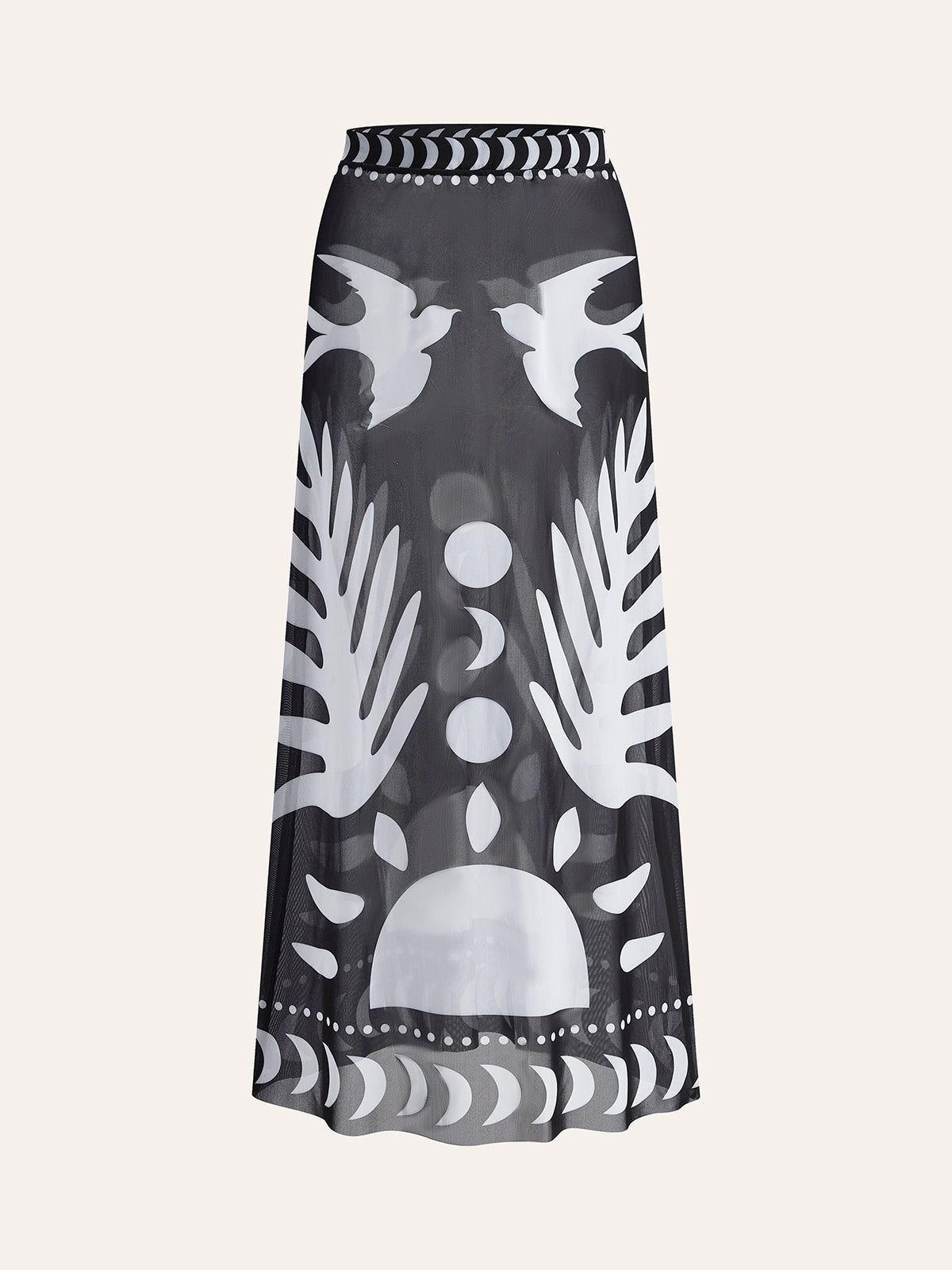 Tropical Breeze | Maxi Skirt for Women with Bird Print in Lightweight Mesh | Elegant Beach Cover-Up for Stylish Comfort 7
